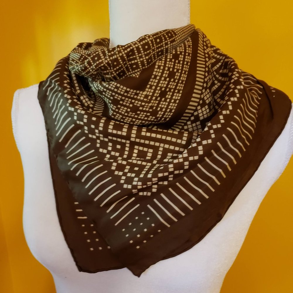 Vintage Silk Square Patterned Scarf
